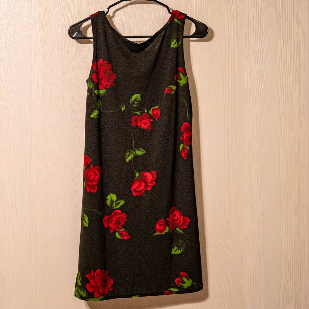 Vintage G.A.S. Rose Print Mini Dress – Made in USA – Size Small